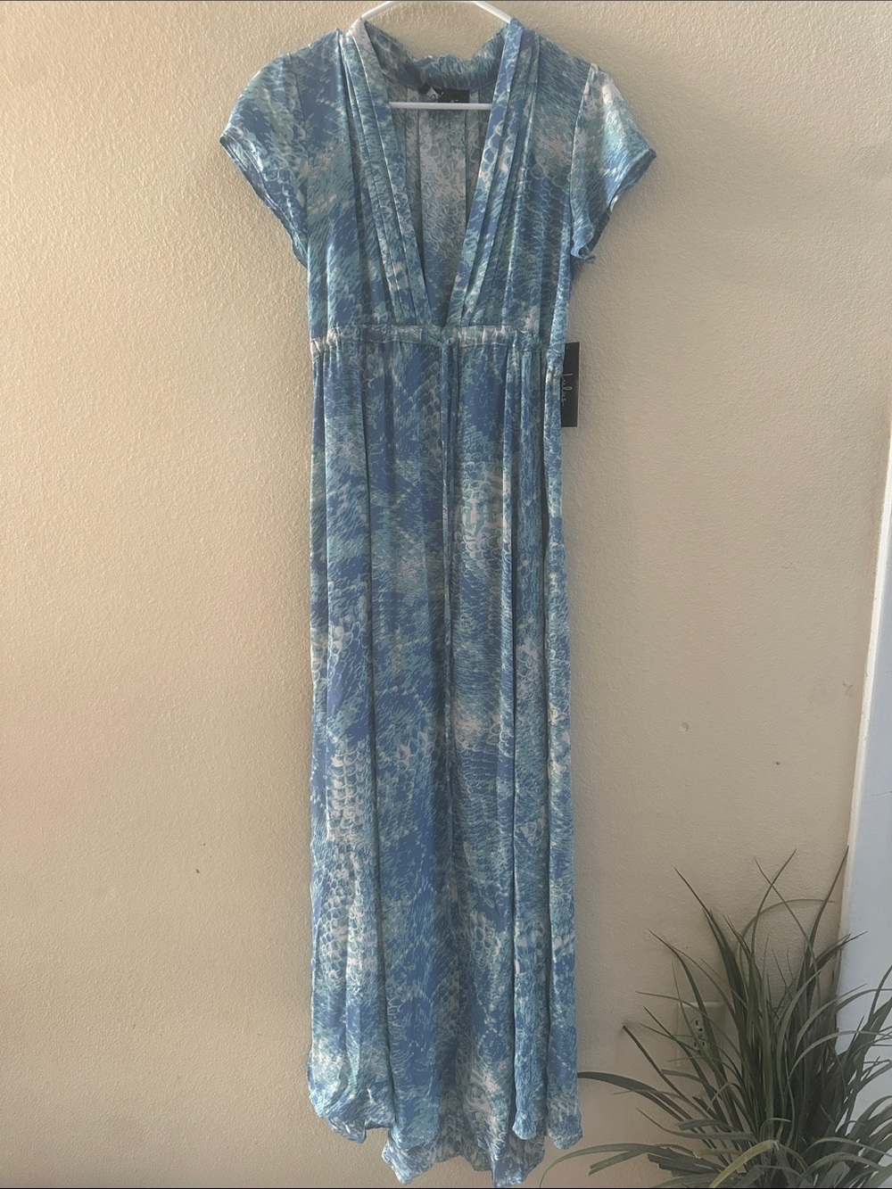 NWT LuLu’s Blue Snakeskin Maxi Dress Sz S